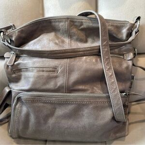 HOBO Metallic Gray Crossbody Bag